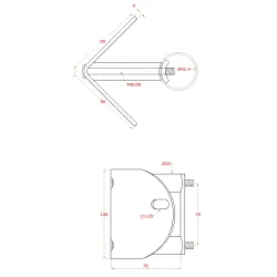 DOPREDAJ! úchyt na vnútorné rohové kotvenie stĺpu ø42.4mm, AISI304 DOPREDAJ! úchyt na vnútorné rohové kotvenie stĺpu ø42.4mm, AISI304
